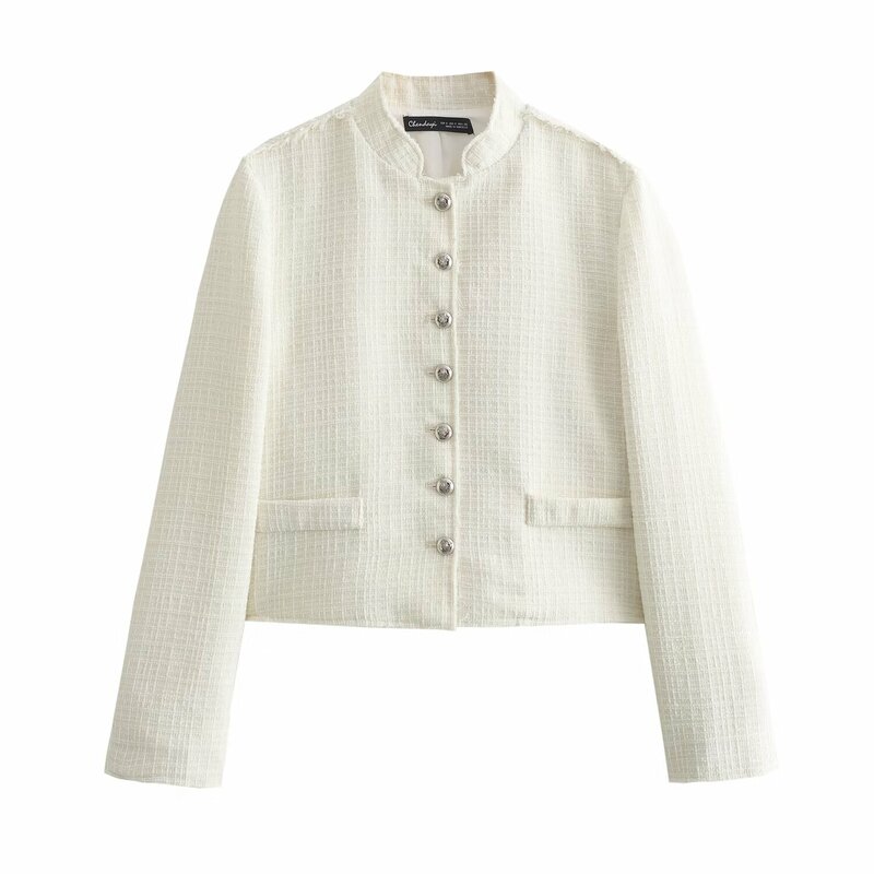 Donne 2024 nuova moda vena cappotto corto Vintage manica lunga bottone capispalla femminile camicia Chic