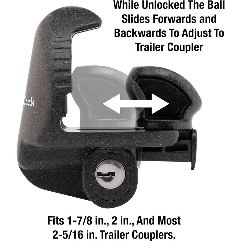 ATPY Universal Trailer Hitch Lock, Master Lock, Preto, 2866DAT, 1 em, 2 em 5/8 polegadas. Swivel Head Receiver Lock para Classe I-IV