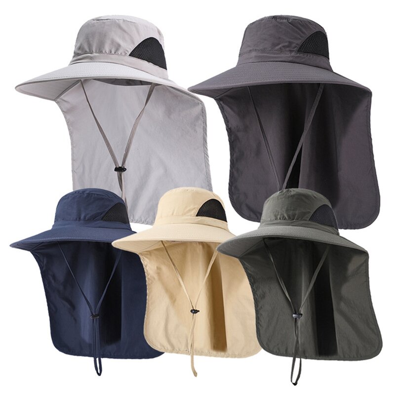 Outdoor Sun Hat With Neck Flap Sun Protection Hiking Hat Safari Caps for Men Women Mesh Fishing Breathable Hat