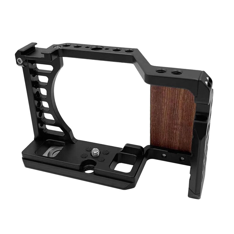 Camera Cage para Sony A7C, com cabo de madeira, carcaça, sapato frio