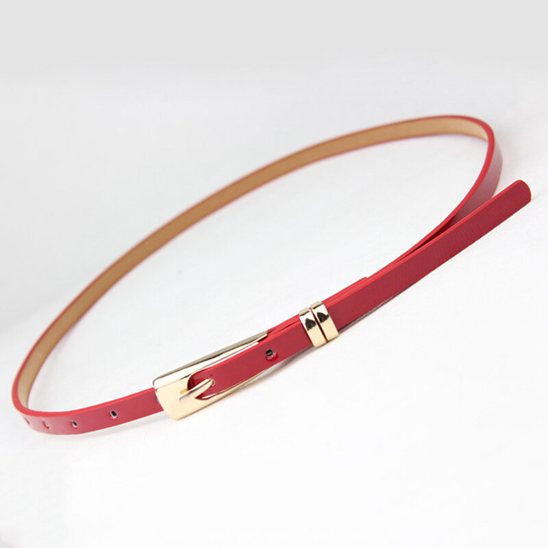 Women Candy Color Thin PU Leather Belt Adjustable Waist Belt For Women Dress Strap Hot Sale Female Thin Skinny Waistband
