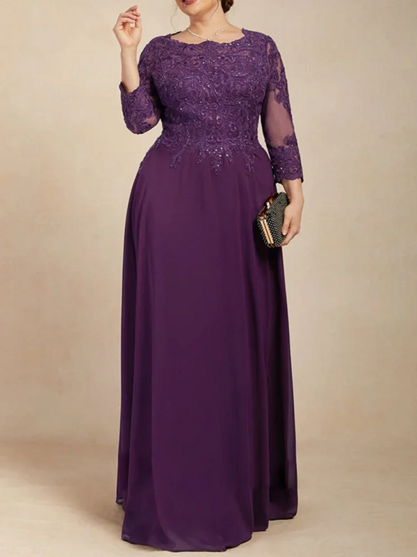 Long Plus Size Purple Mother of the Bride Dresses for Wedding Party Dress Robes Invitee Mariage Formal Occasion Dress