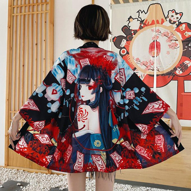 Pruimenbloemenprint Vrouw Japanse Anime Kimono Aziatische Kleding-Unieke En Opvallende Mode Haori Perfect Voor Cosplay