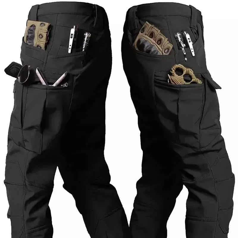 Nowy ochraniacze na kolana zimowy z dwuwarstwową grubą wodoodporna kurtka typu Soft Shell i pluszową izolacją trening wojskowy spodnie kempingowe na zewnątrz