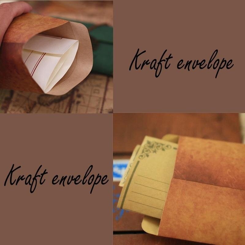 Envelope de papel vintage estilo antigo, Embalagem Kraft marrom para cartão retro convite postal, Carta de presente pequena, 10pcs por lote