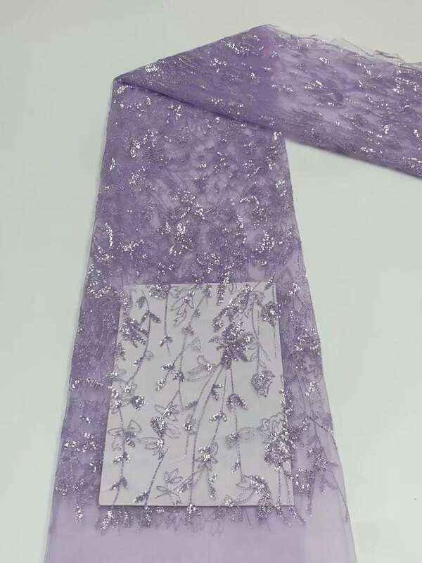Payet Tulle renda bordir dengan manik-manik Afrika renda kain 2024 kualitas tinggi baru French Net renda kain untuk gaun XB