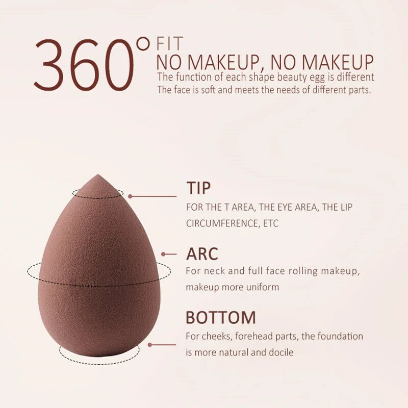 Fundação pó maquiagem esponja ovo de microfibra cosméticos puff 3 estilos rosa/marrom venda quente