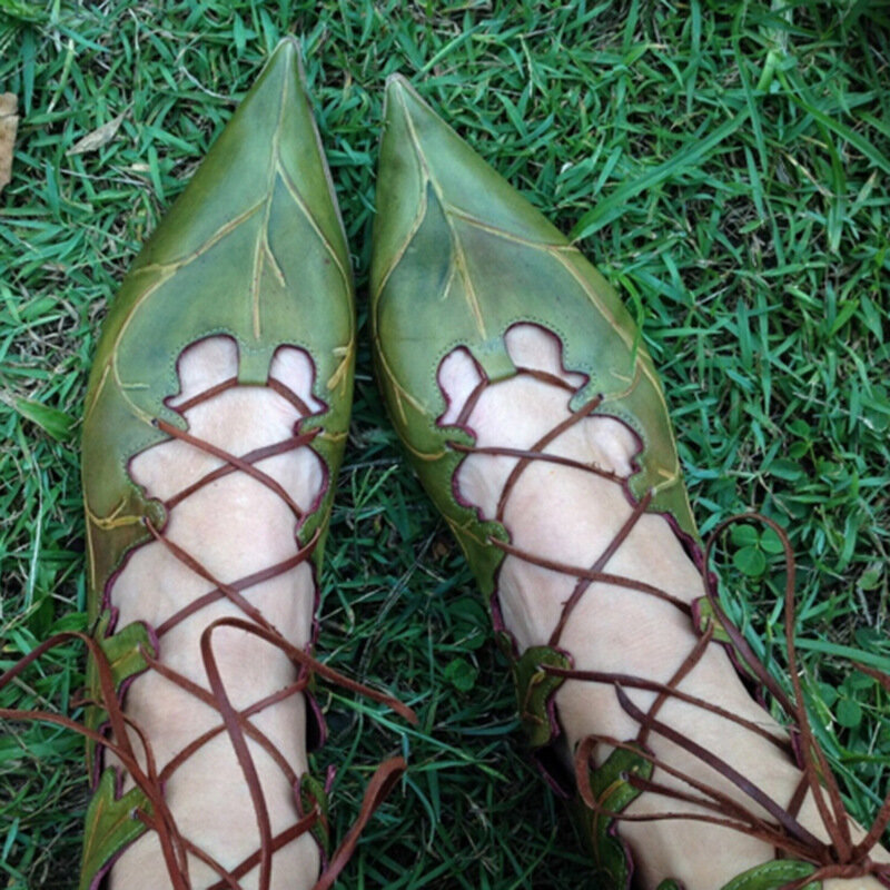 Sepatu bot daun penyihir Retro Elf abad pertengahan 2023 sepatu bertali untuk pria wanita kostum Cosplay aksesori sepatu bot pesta karnaval
