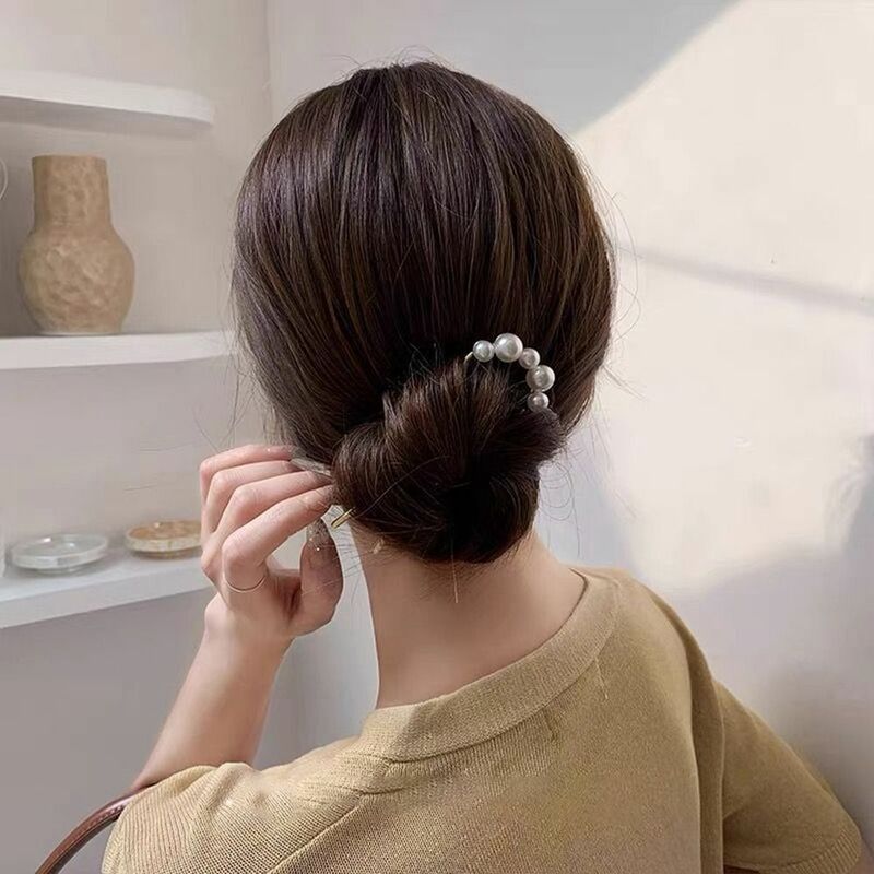 Metalowa perła spinka do włosów nowy nakrycie głowy Retro w kształcie litery U modne perła wykonana ręcznie spinki do włosów kobiety dziewczyna