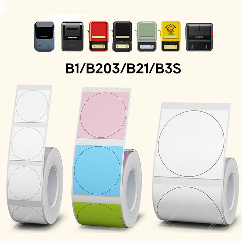 NiiMBOT-Self-Adhesive Round Label Printing Sticker, térmico, à prova d'água, Número Digital, B21, B3S, B1