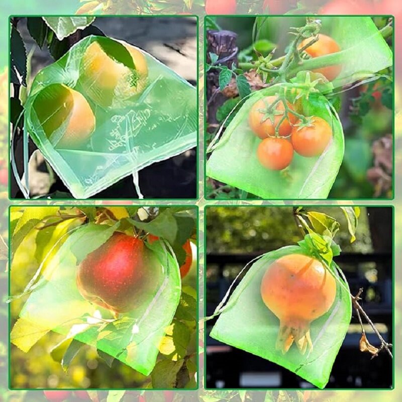 Tas pelindung tanaman buah 50 buah, tanaman kontrol jaring tumbuh tas serut berkebun alat taman jaring Anti burung