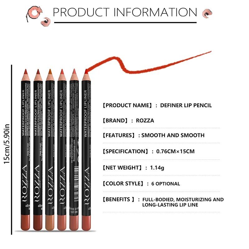 Nude Matte Lipstick Pencil Long-lasting Waterproof Lip Pencil High Pigmented Lip Liner Lip Makeup Tool Wholesale