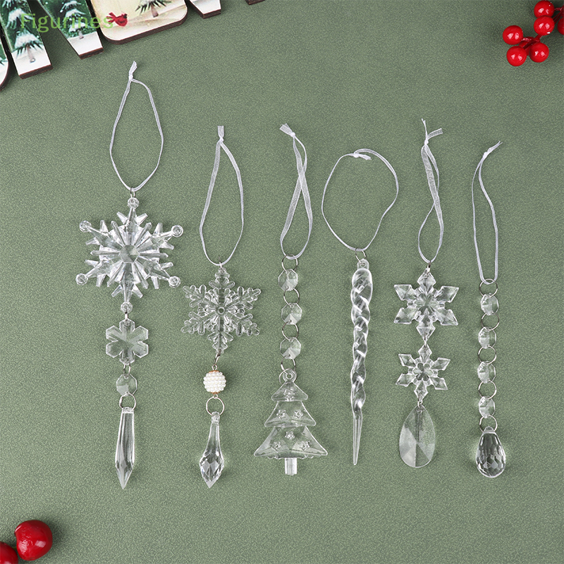 アクリルスノーフレークシミュレーション氷のペンダント、クリスマスツリーの飾り、家のためのクリスマスの装飾、新年の贈り物、1個、2024