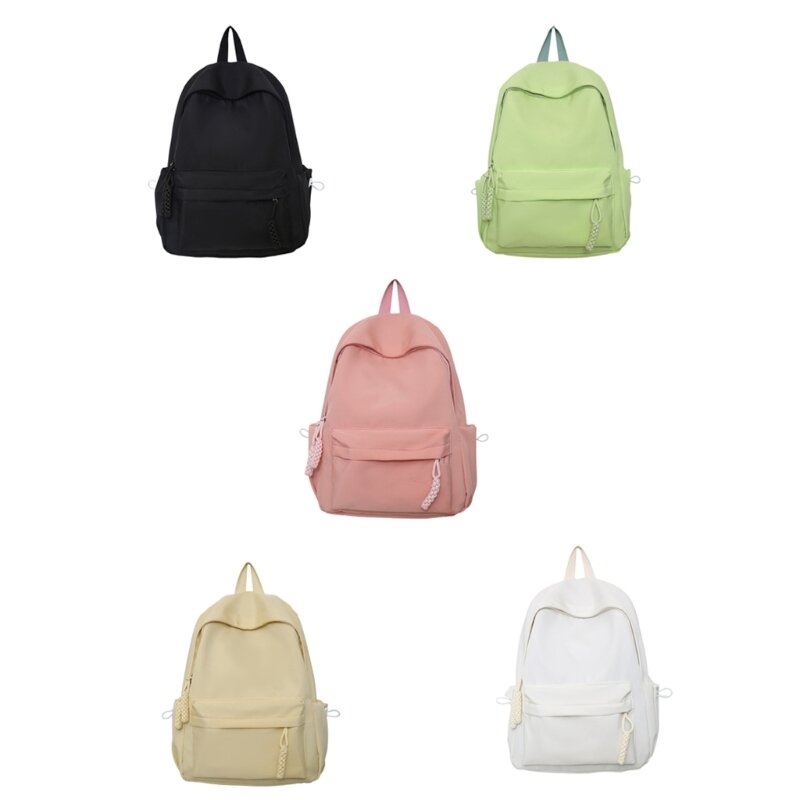Универсальный однотонный рюкзак для женщин, вместительная школьная сумка для книг для подростков, студенток, повседневный дорожный нейлоновый ранец для повседневного использования