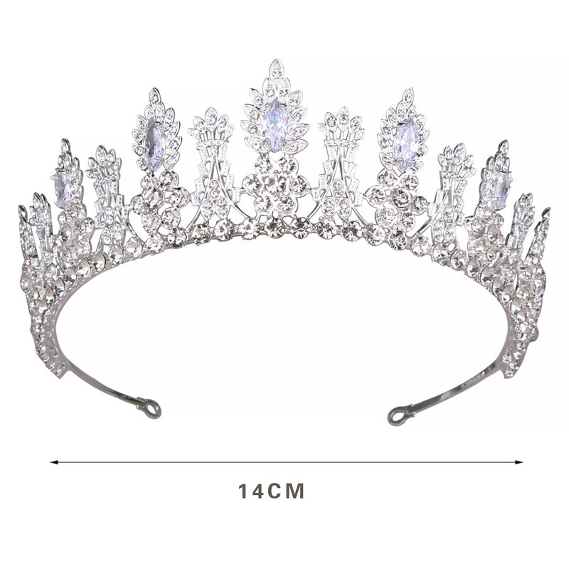 Full zircão configuração coroa, strass brilhantes, cabelo ajustável tiara para festa de aniversário, cerimônia adulta