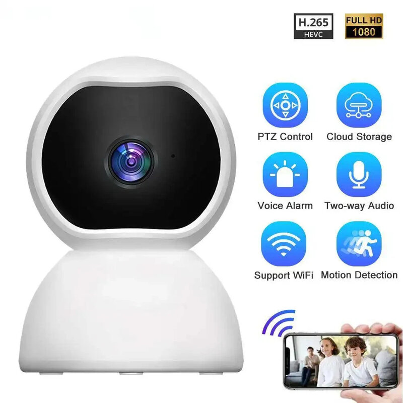 Kamera CCTV keamanan bayi, CCTV Video nirkabel penglihatan malam HD1080P WiFi dalam ruangan rumah pintar