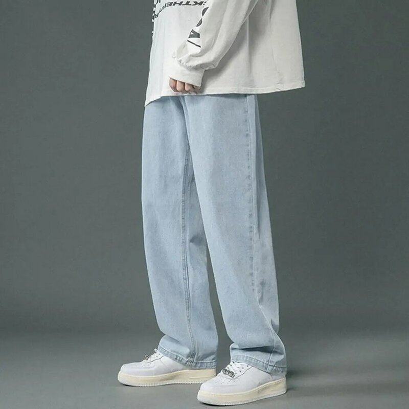 Джинсы мужские прямые с широкими штанинами, брюки из денима в стиле хип-хоп, Повседневные Классические прямые штаны с карманами, весна
