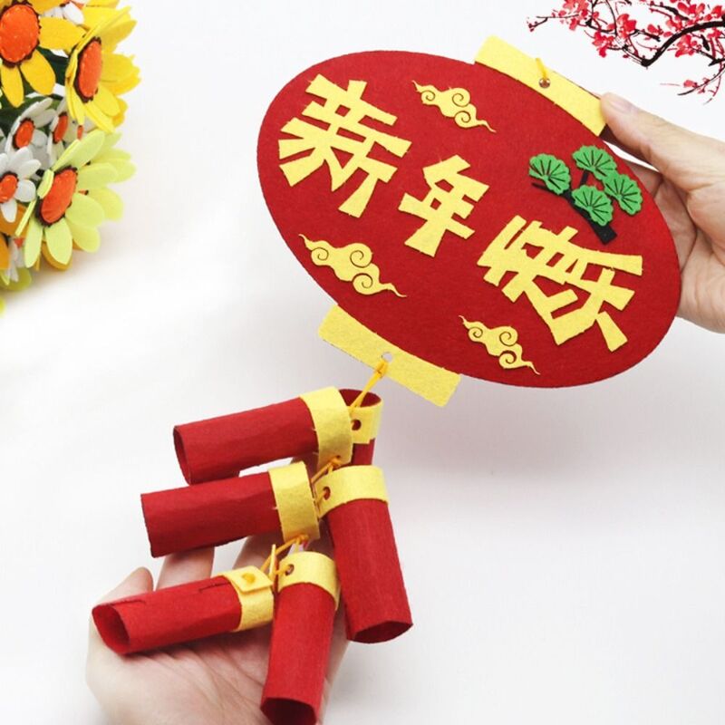 Maroon Chinese Style Decoration Pendant Layout Props DIY Toy New Year Educational Toys Crafts with Hanging Rope