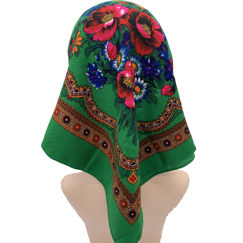女性のためのレトロな花柄のスカーフ,イスラム教徒のスカーフ,ロシアの国のスカーフ,正方形のバンダナ,ウクライナのショール,女性のヘッドバンド