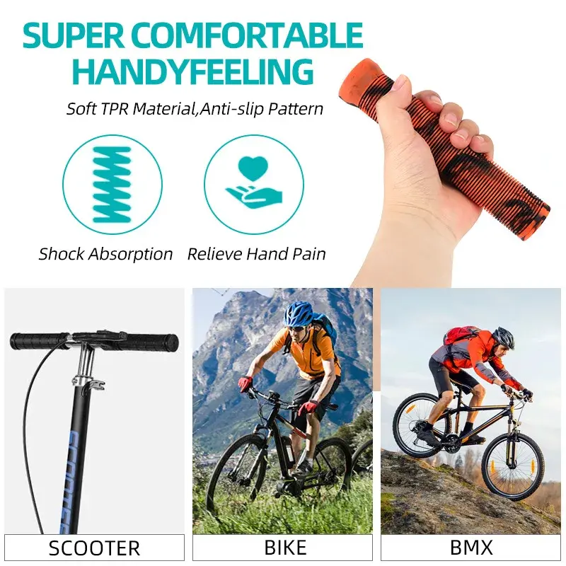 Empuñaduras de goma antideslizantes para bicicleta de montaña, cubiertas de manillar a prueba de golpes con enchufe, accesorios de ciclismo duraderos