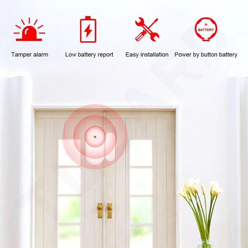 TUGARD D30 433mhz Wireless Door Window Sensor Mini Alarm Sensor Armed Disarmed for Home Security Alarm System APP Remote Control