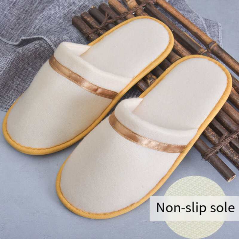1Pair Disposable Slippers Men Women Hotel Travel Slipper Sanitary Party Home Guest Use Salon Homestay Soft Closed Toe Shoes