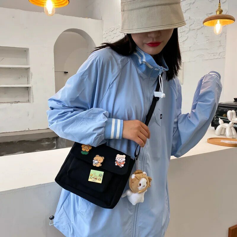 Милая холщовая Маленькая женская сумка 2022, японская Диагональная Сумка в стиле Харадзюку, универсальная Студенческая сумка через плечо для девушек, женская сумка