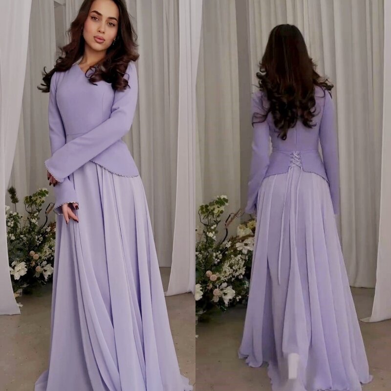 Jersey Sequined Ruched Graduation A-line V-neck Bespoke Occasion Gown Long Dresses