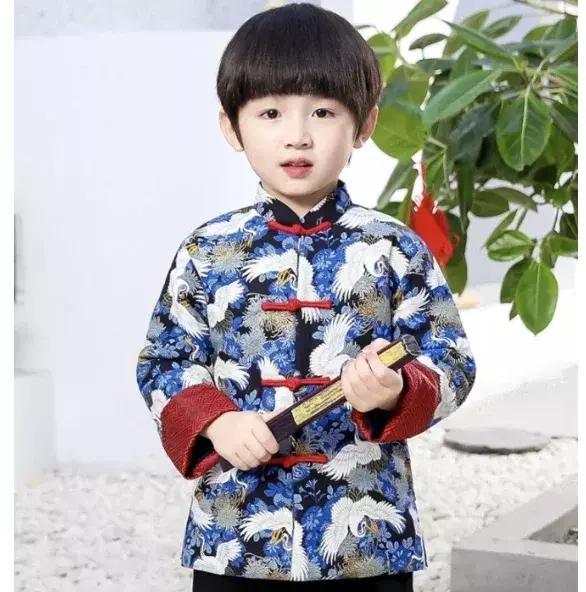Conjunto de jaqueta e calças Tang infantil, roupa tradicional chinesa para meninos, casaco acolchoado para crianças, festival da primavera, 5 cores, inverno