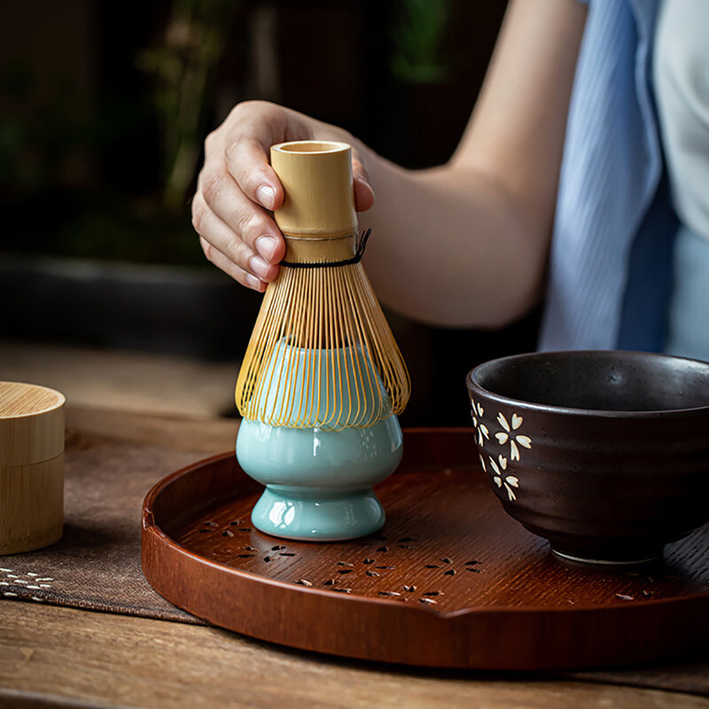 Service à thé japonais en bambou, fouet Matcha (Chasen), cuillère et cuillère (Chashaku), accessoires