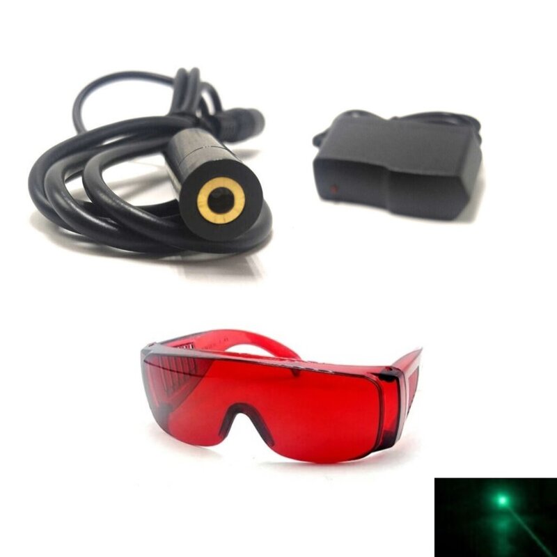Module de Diode Laser vert focalisable 515nm 520nm 30mw avec adaptateur 5V et lunettes de protection Laser 532nm