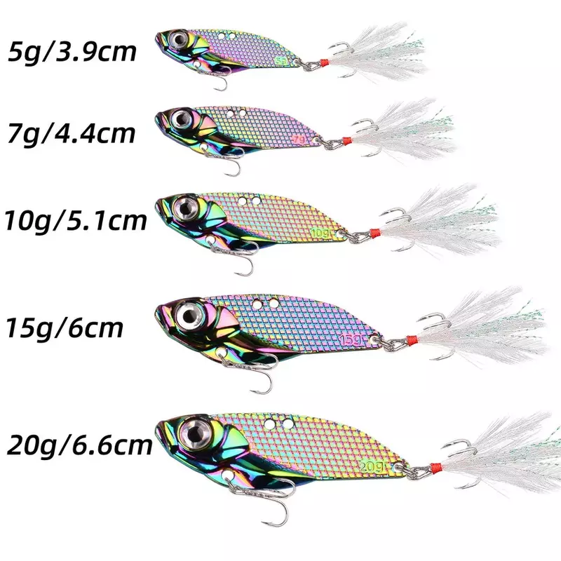 1PCS Metal VIB 5/7/10/15/20g Fishing Lure Vibration Spoon Hard Baits Crankbait Wobbler Swimbait Cicada VIB Tackle 3 Colors
