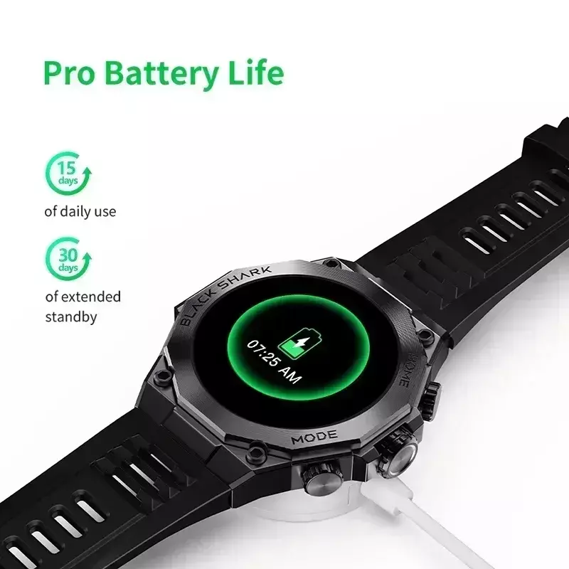 [World Premiere]Versión global negro Shark S1 pro reloj inteligente 1,43 ''AMOLED carga inalámbrica 15 días de duración de la batería NFC chat GPT