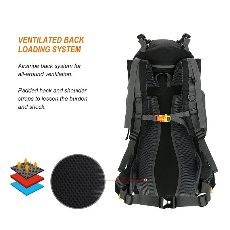 Lixada 50L Hiking Backpack Water Resistant Outdoor Sport Knapsack Camping Travel Pack Climbing Trekking Bag with Rain Cover