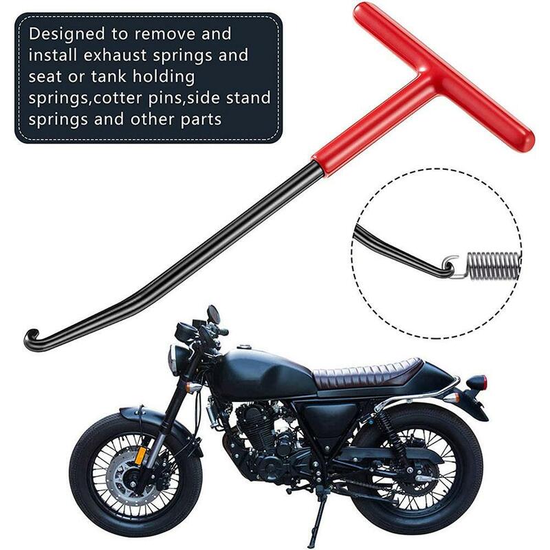 Motocicleta Escape Primavera Gancho, T-Shaped Handle, Tensão Spring Wrench, Extrator, Instalador, Desmontagem Ganchos Ferramenta, 1Pc