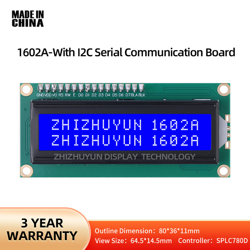 غشاء أزرق شاشة عرض LCD ، وحدة بقعة ، شاشة شخصية ، توريد المصنع مباشرة ، LCD16X1A ، PCF8574