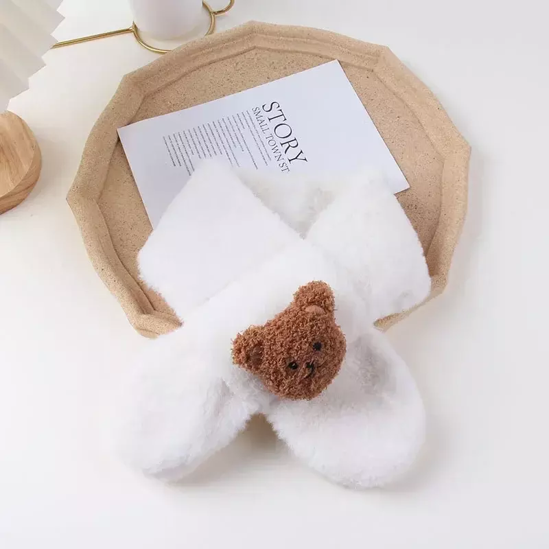 Syal bayi lucu syal Beruang boneka kartun cantik untuk anak laki-laki balita perempuan syal imut aksesori pakaian bayi hangat musim gugur musim dingin