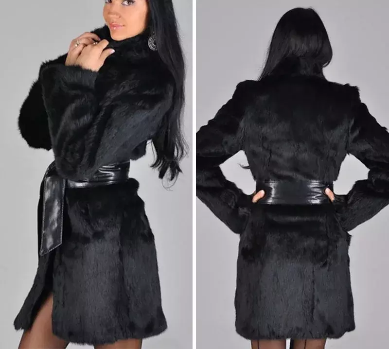 Mantel musim dingin wanita jaket kulit imitasi tebal mantel bulu kulit domba hitam lapisan bulu wanita bulu lembut bulu palsu Casaco Feminino
