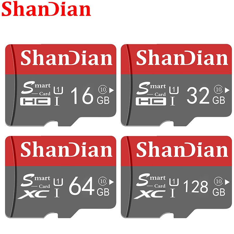 بطاقة ذاكرة أصلية من شانديان بسعة 128 جيجابايت بطاقة ذاكرة ذكية بسعة 64 جيجابايت من الفئة 10 ذكية 8 جيجابايت 16 جيجابايت 32 جيجابايت TF بطاقة HC/XC للهواتف الذكية والكمبيوتر اللوحي