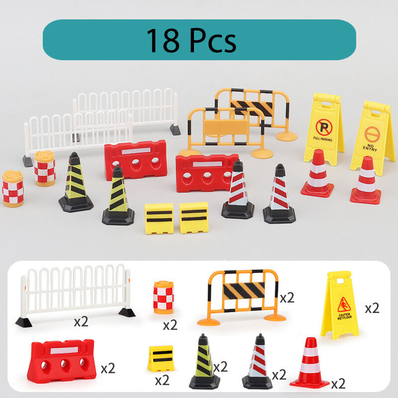 Modelo de juguete cognitivo para carreteras interiores para niños, estacionamiento de tráfico, señales de carretera, modelos de obstáculos, utilería