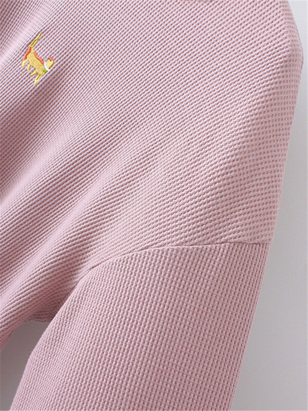봄 가을 시즌 긴 소매 라운드 넥 코튼 니트 원단 여성용, 단색 세로 줄무늬 티셔츠 플러스 사이즈