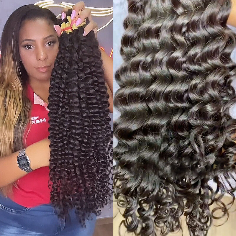 Human Hair Bulk For Braids No Weft Bundles Indian Original Natural Remy Hair extensions 100g Yellow alloy Curly hair