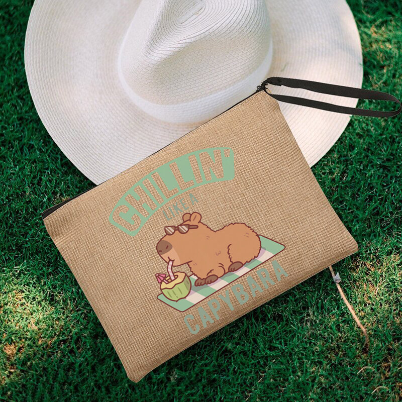 Capybara 패턴 화장품 케이스, 여성 메이크업 가방, 캐주얼 립스틱 가방, 지퍼 작은 세면 용품 가방, 화장품 정리함, 메이크업 파우치