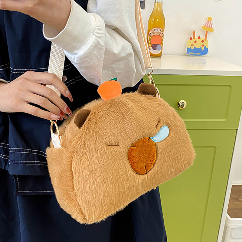 Kawaii capybara Plüsch Rucksack für Frauen vielseitige Cartoon Capibala Umhängetasche große Kapazität Einkaufstasche Kinder Geschenk Outdoor-Tasche