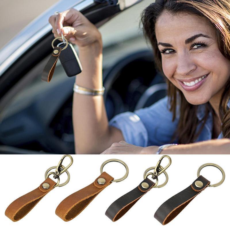 Car Keys Key Chain PU Leather Retro Key Chains Fashionable Keyring for Wallet Purse Soft Pendants for New Year Gifts