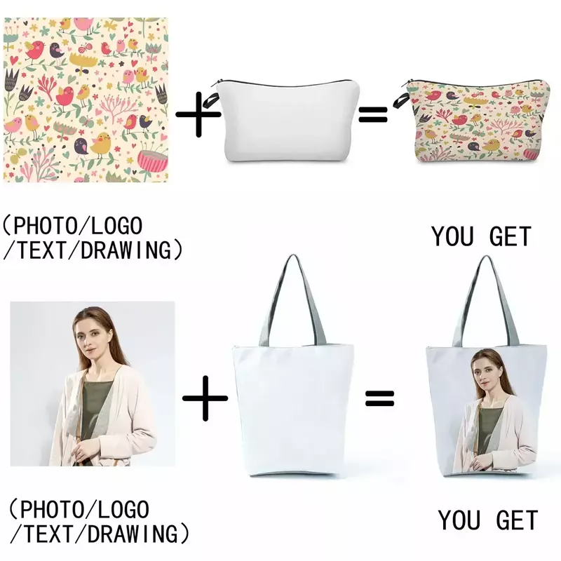 TOUB019 Custom Portable Makeup Organizer Suit New Fashion Handbags for Women Heat Transfer Cosmetic Bags Gift