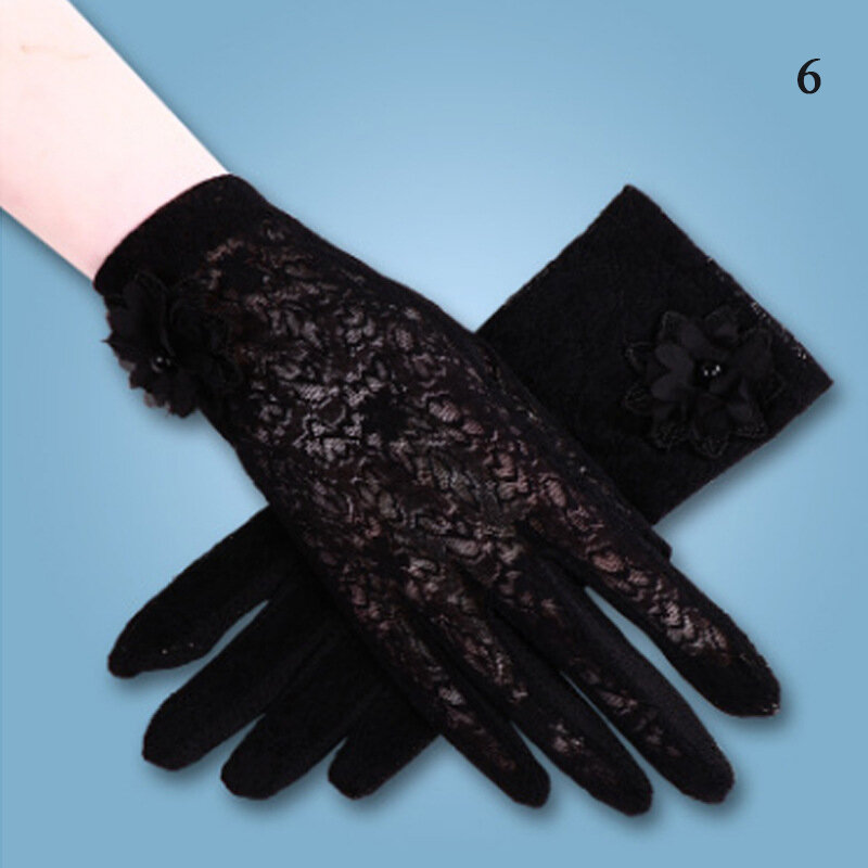 Guanti per la protezione solare primaverili estivi guanti per le dita in pizzo con fiocco antiscivolo da donna guanti per la protezione solare da donna all'aperto