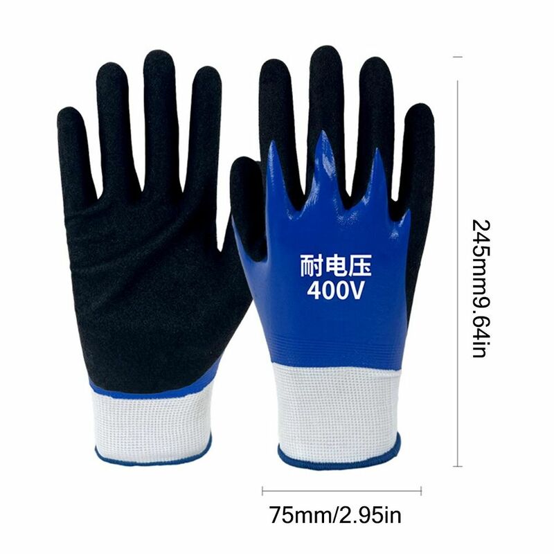 Sarung tangan insulasi listrik biru, dengan tegangan berdiri 400V elastisitas tinggi, sarung tangan aman kerja pelindung Anti listrik