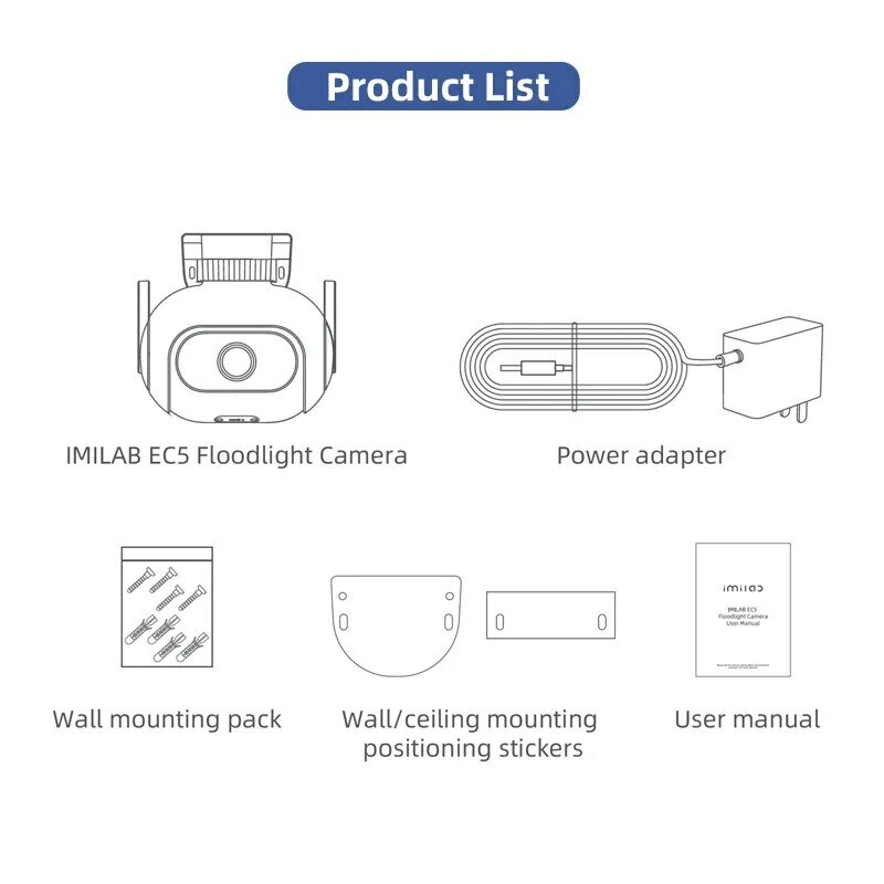 IMILAB-Mi Home Security Video Surveillance Cam, Webcam de Rastreamento Humano, Visão Noturna, WiFi, Exterior, IP, 2K, Holofote Colorido, EC5