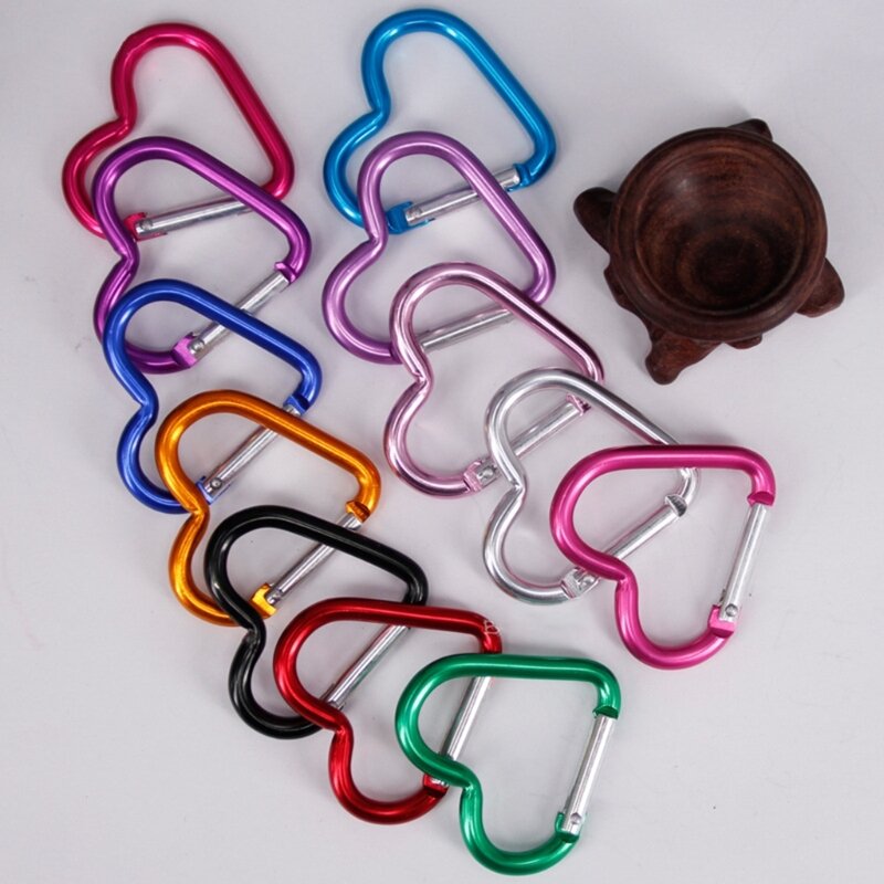 Outdoor Carabiner Heart Shape Keychain Clip Aluminum Alloy Rings Climbing Clips Spring Snap Hook Carabiner Durable